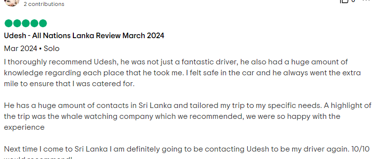 all nations lanka 5 star review